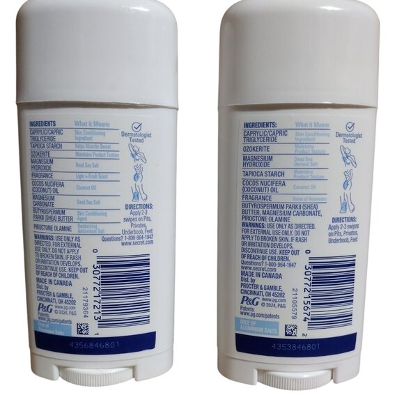 Secret Whole Body Sensitive Deodorant Dry Solid Aluminum Free 2.4 OZ, 2 Pk - Picture 2 of 3